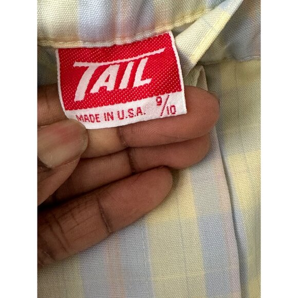 Vintage Tail Womens Yellow V-Neck Top & Checkered PantsSet Size 9/10 Rare Unique - Picture 3 of 16